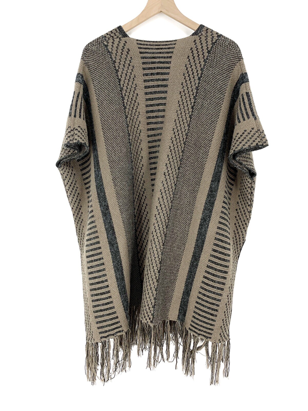 Kimberly C Womens Poncho One Size Boho Striped Fringe Southwestern Cozycore Wrap