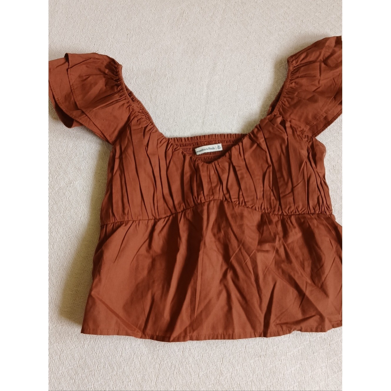 a&f cotton poplin ruffle top medium milkmaid earty rustic peasant fairy festiv
