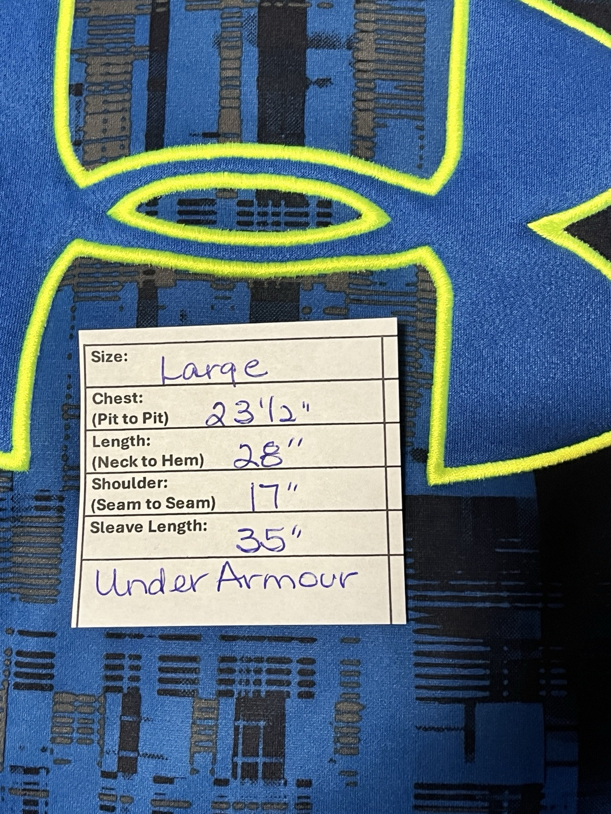 Under Armour Loose Hoodie Men’s Large Blue/Black/Neon Green