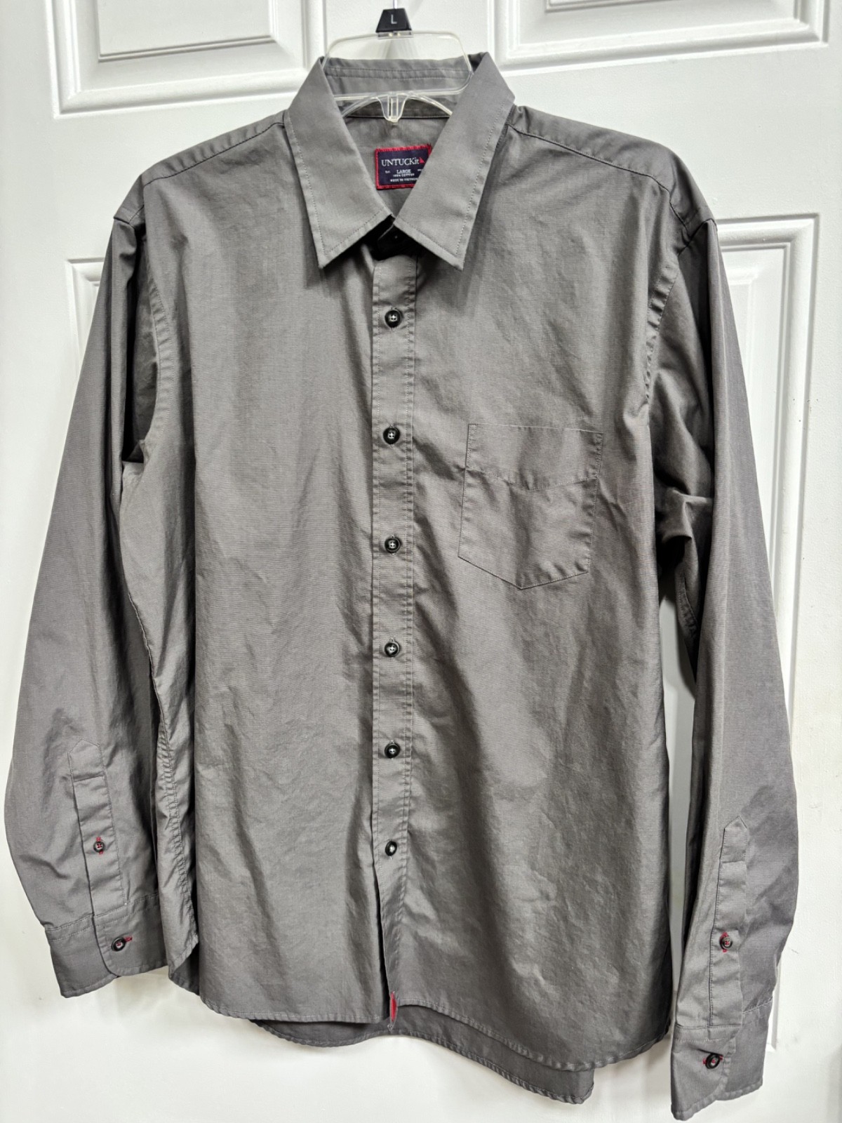 UNTUCKit Shirt Mens Gray Slim Fit Wrinkle Free Button Up Cotton Large