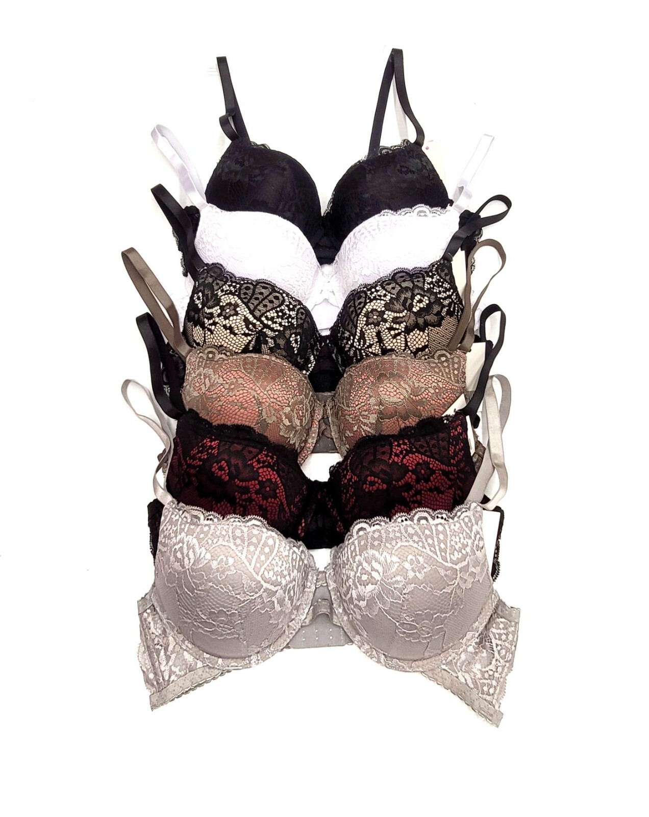 Maximum Cleavage Add 2 Cup Sizes Ultimate Padded Support 3Hooks Lace Push Up Bra