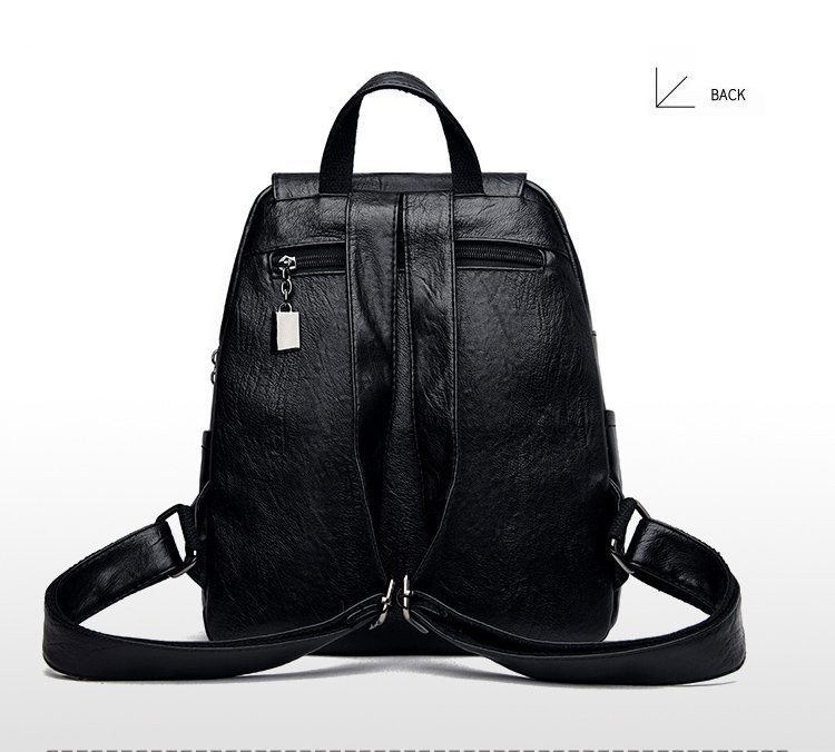Black Luxury Women Genuine Leather Backpack Fashion Designer Female Soft Cow
