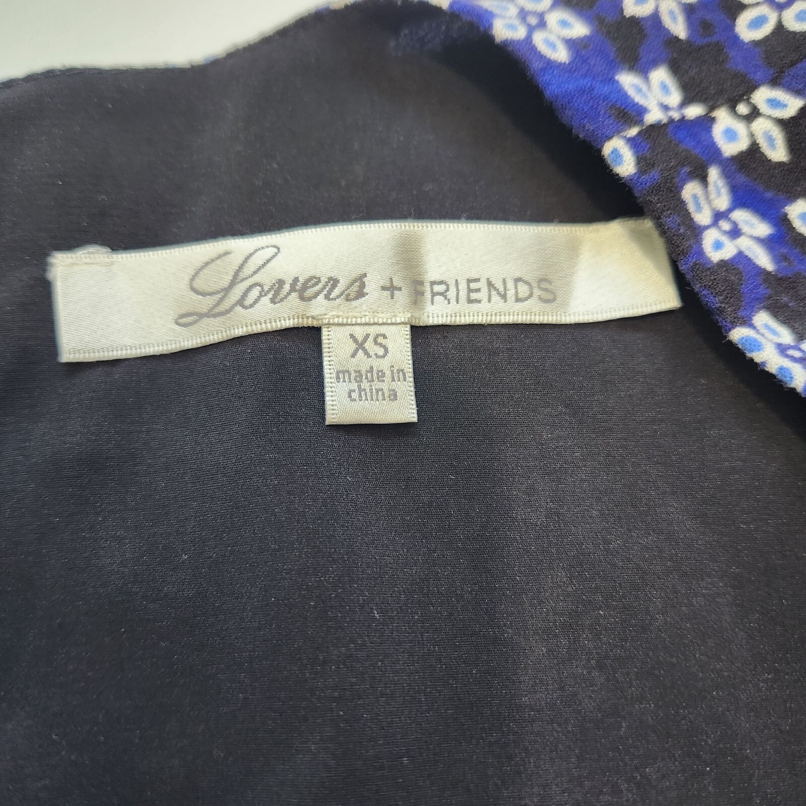 Lovers + Friends Cassidy V-Neck Mini Dress Size XS Paisley Black Blue