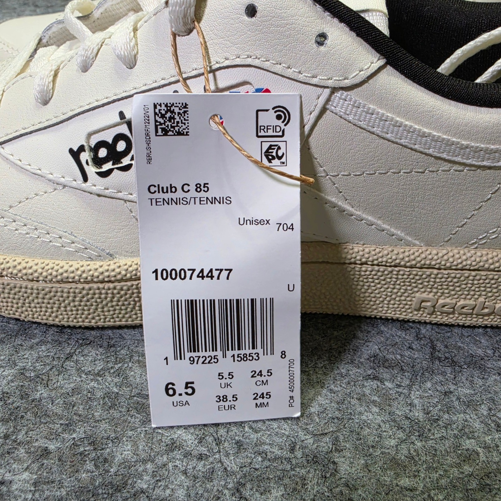 Reebok Mens Club C 85 Leather White Chalk Size 6.5 Classic Tennis Sneakers