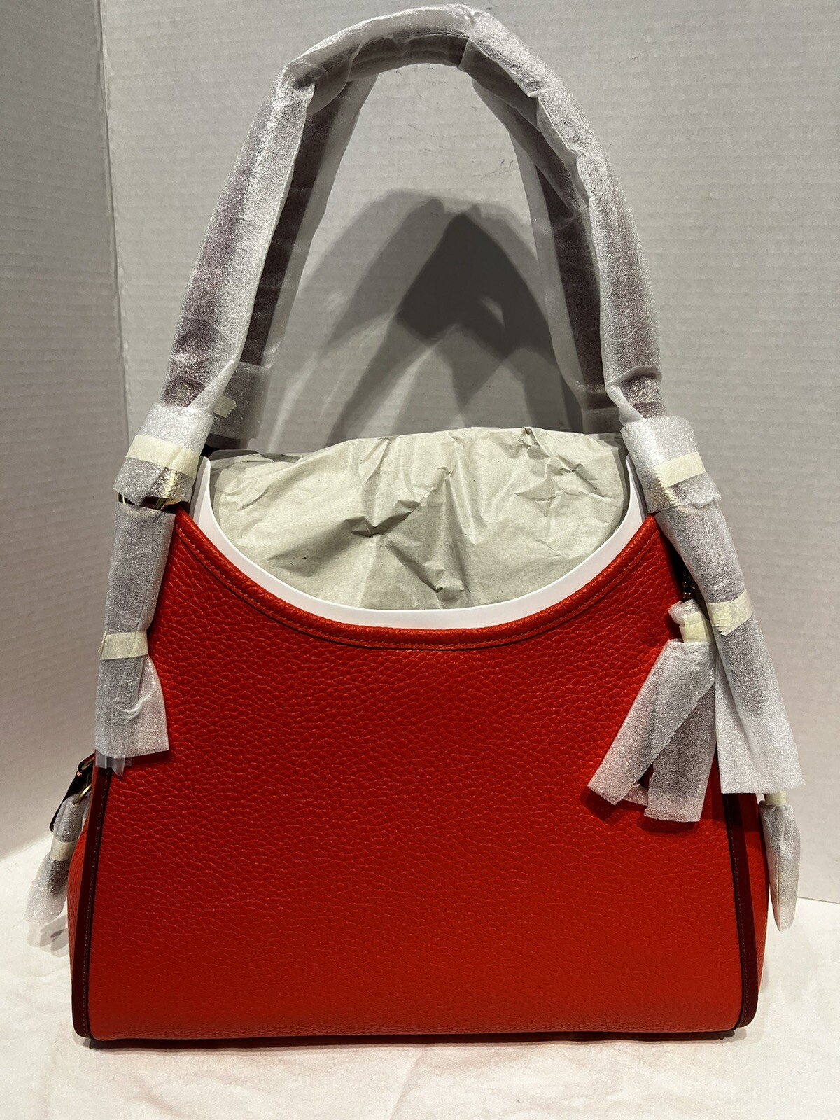 New Coach Lori Shoulder Bag Leather Colorblock Brass/Red Orange Multi C6627