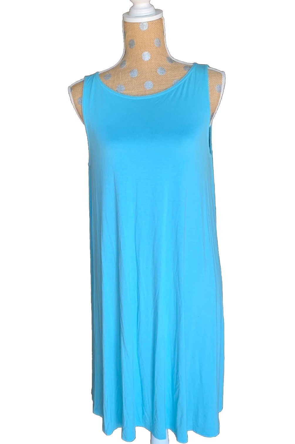 Eileen Fisher Womens M Blue Scoop Neck Tank Top Beach Summer Tunic Jersey Knit