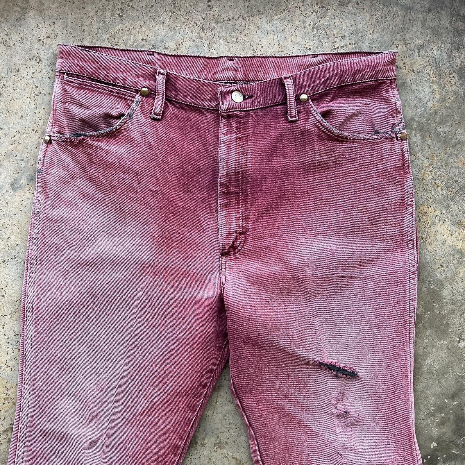 Vintage Wrangler Stonewash Sun Faded Red Denim Jeans 36×30 936BLT Cowboy Cut