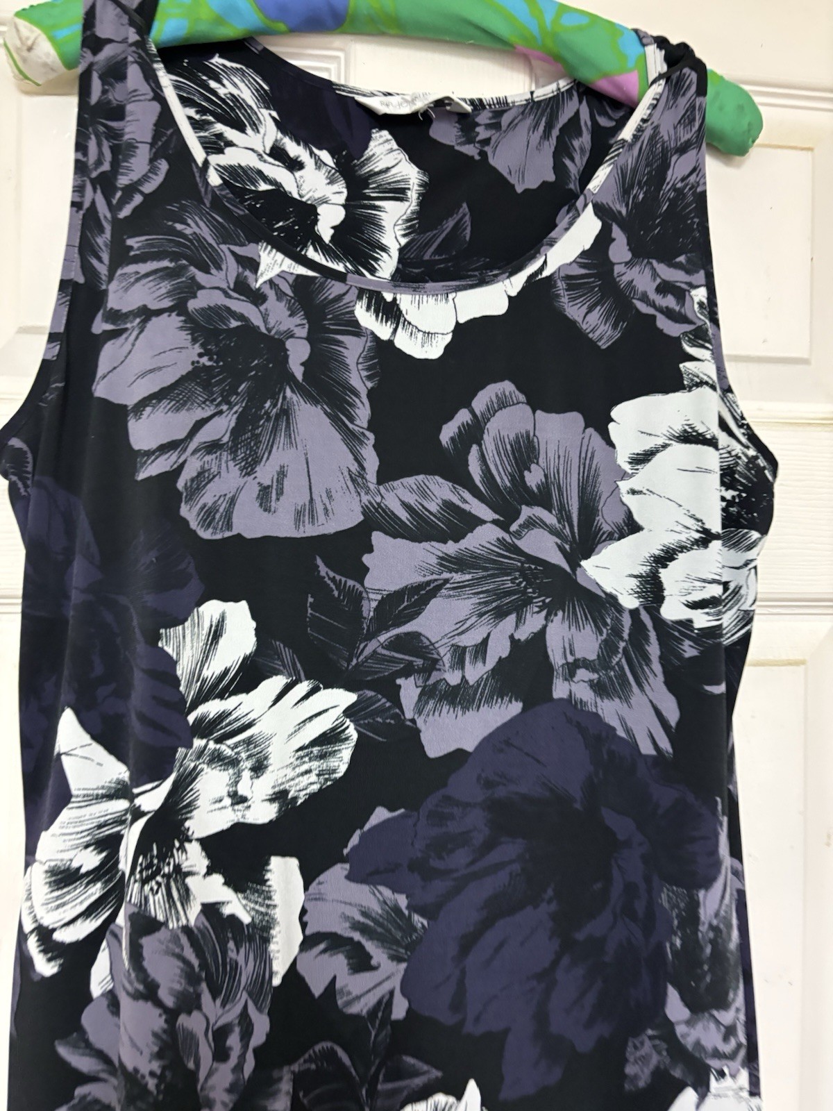 John Rocha at Debenhams Black & Purple Ruched Shift Dress – Size 18
