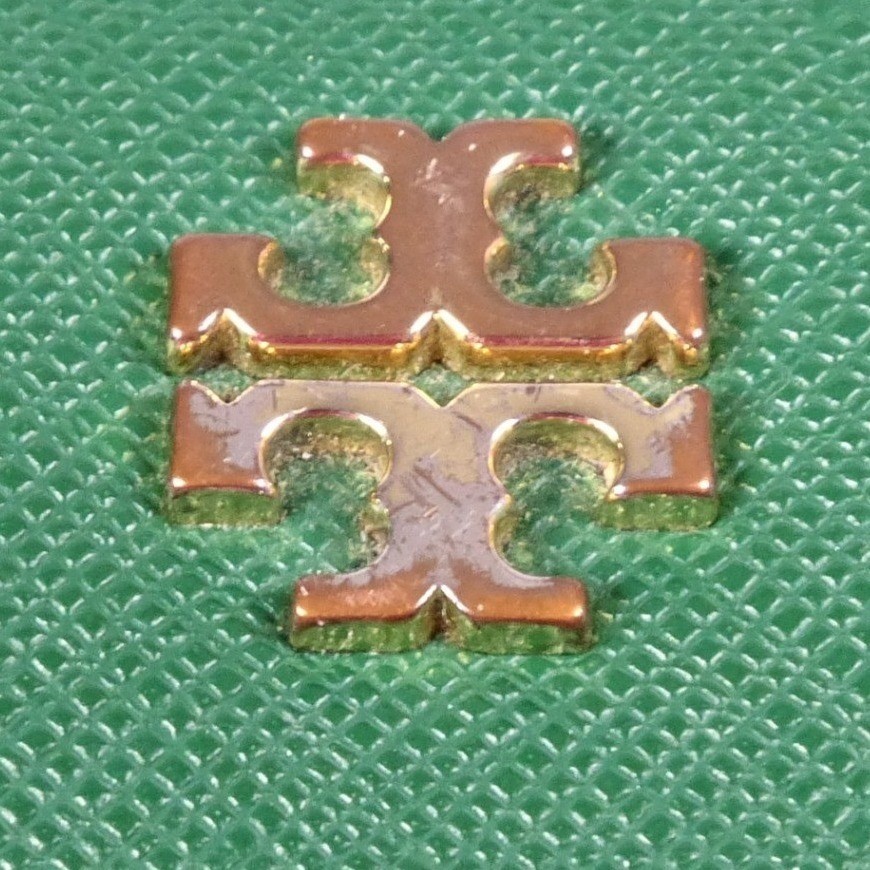 Tory Burch Green Zip Around Womens Wallet Card Slots Coin Pocket Saffiano READ