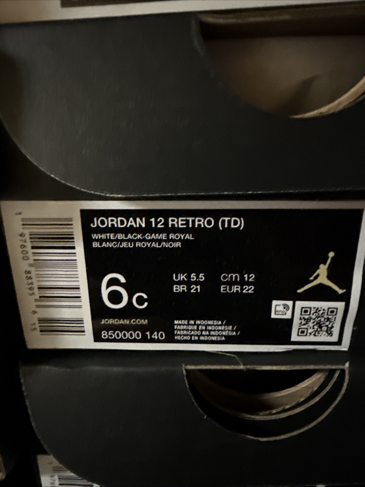 Jordan 12 Retro (TD) “Blueberry” – White/Black-Game Royal – (US 6c) – 850000-140