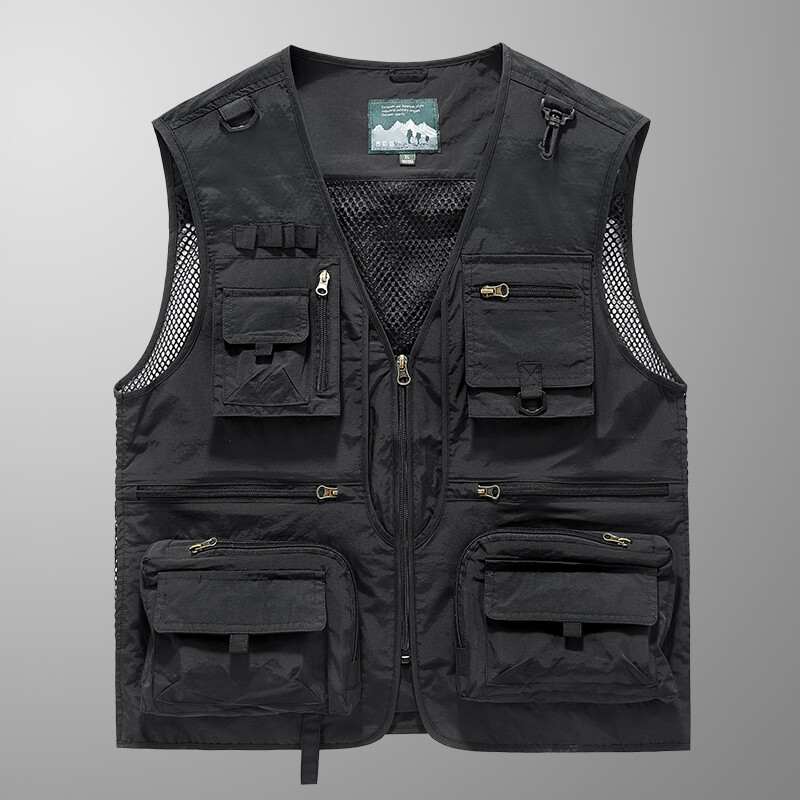 Mens Waistcoat Tops Cargo Multi Pocket Utility Vest Fishing Hiking Camping Gilet