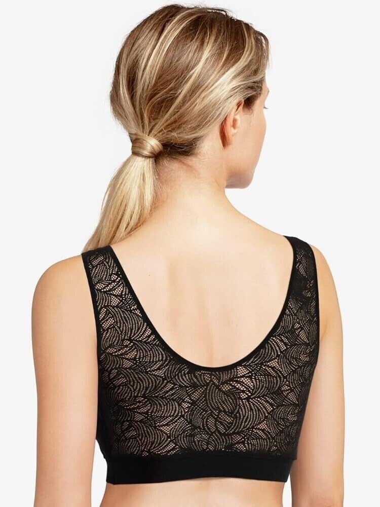 New Chantelle C11G10 Soft stretch Padded Lace Back Bra SZ XS/S Black