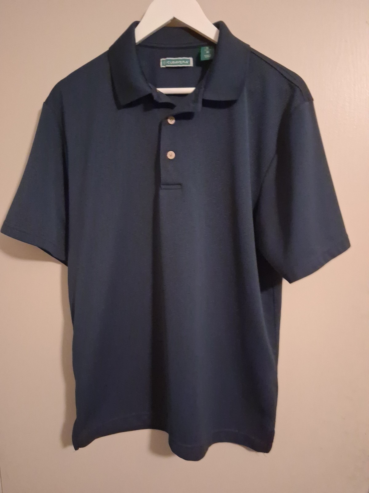 Cubavera Men’s Polo Shirt Blue Solid Short Sleeve Collared Button M