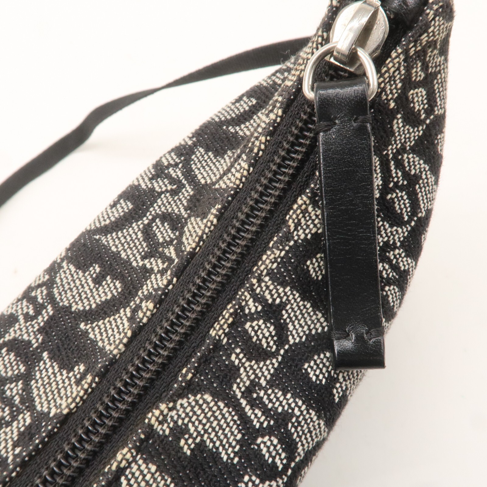 Christian Dior Trotter Shoulder Bag Black Canvas Leather Auth Used