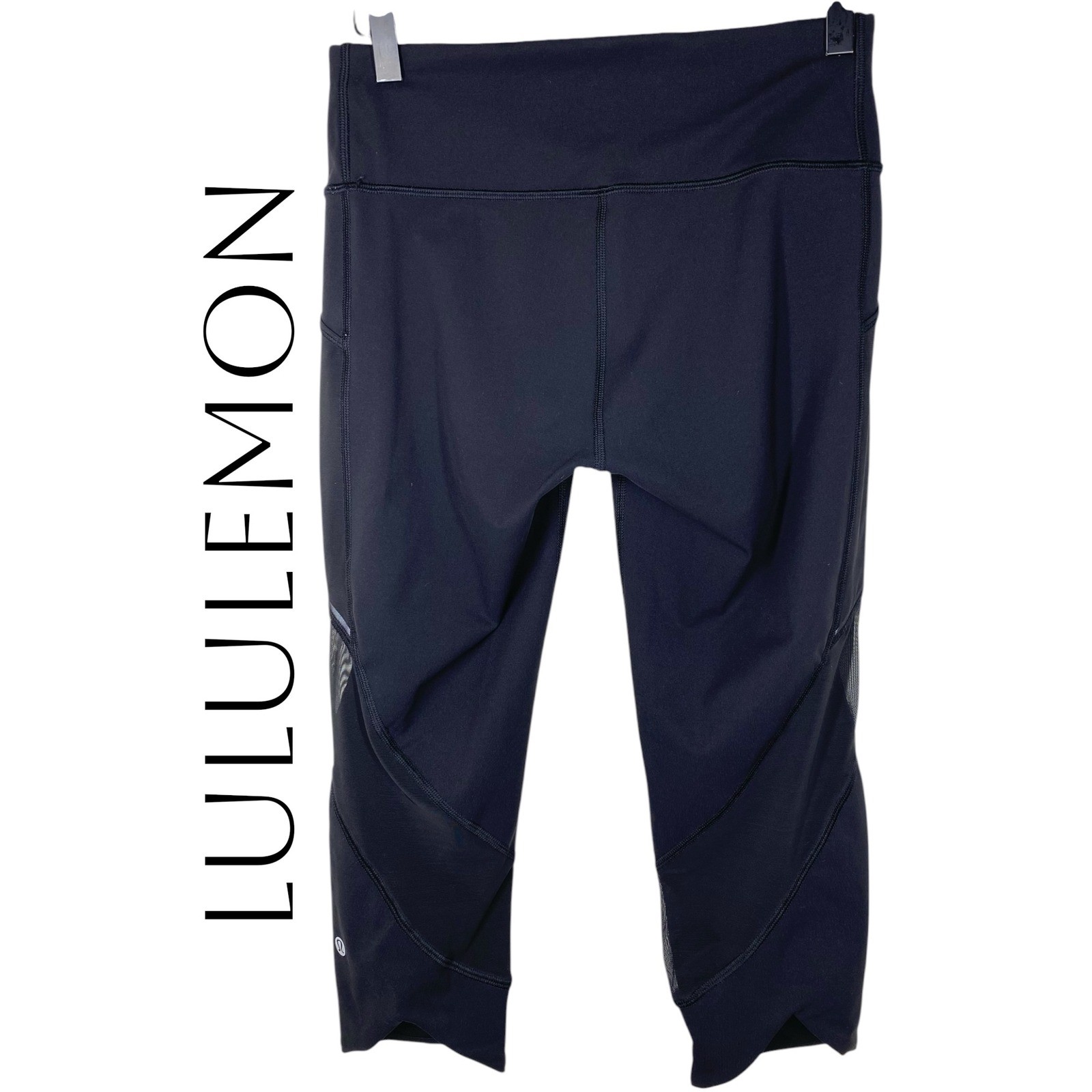 Lululemon Day Runner Mesh Panel Cropped Leggings Black 6
