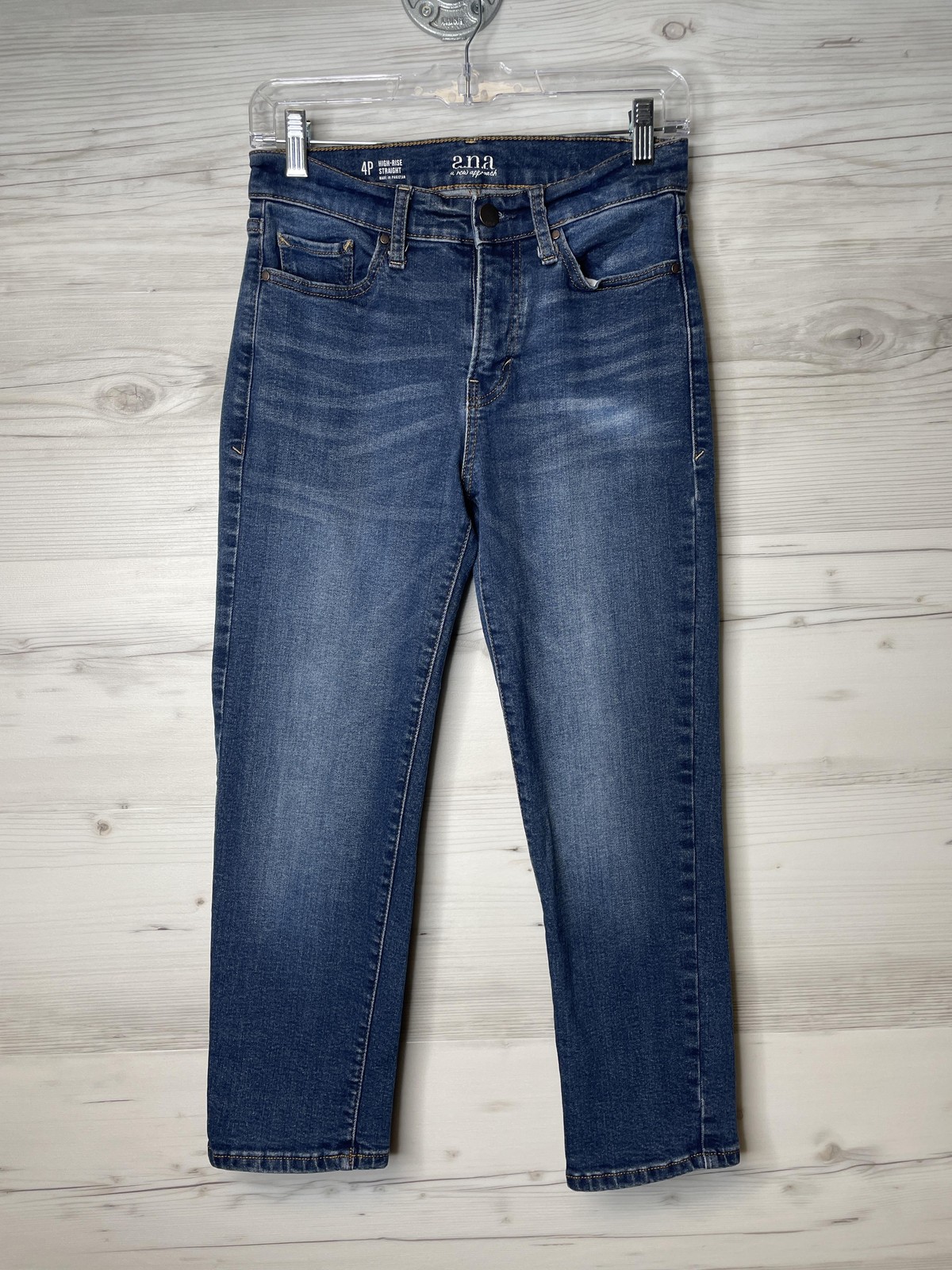 A.N.A Jeans Womens 4P Blue High-Rise Straight Leg Stretch Denim Pants Cropped