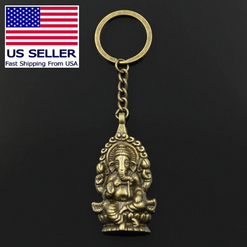 Ganesha Buddha Ganapati Hindu Elephant Shiva Pendants Steel Keychain – Bronze