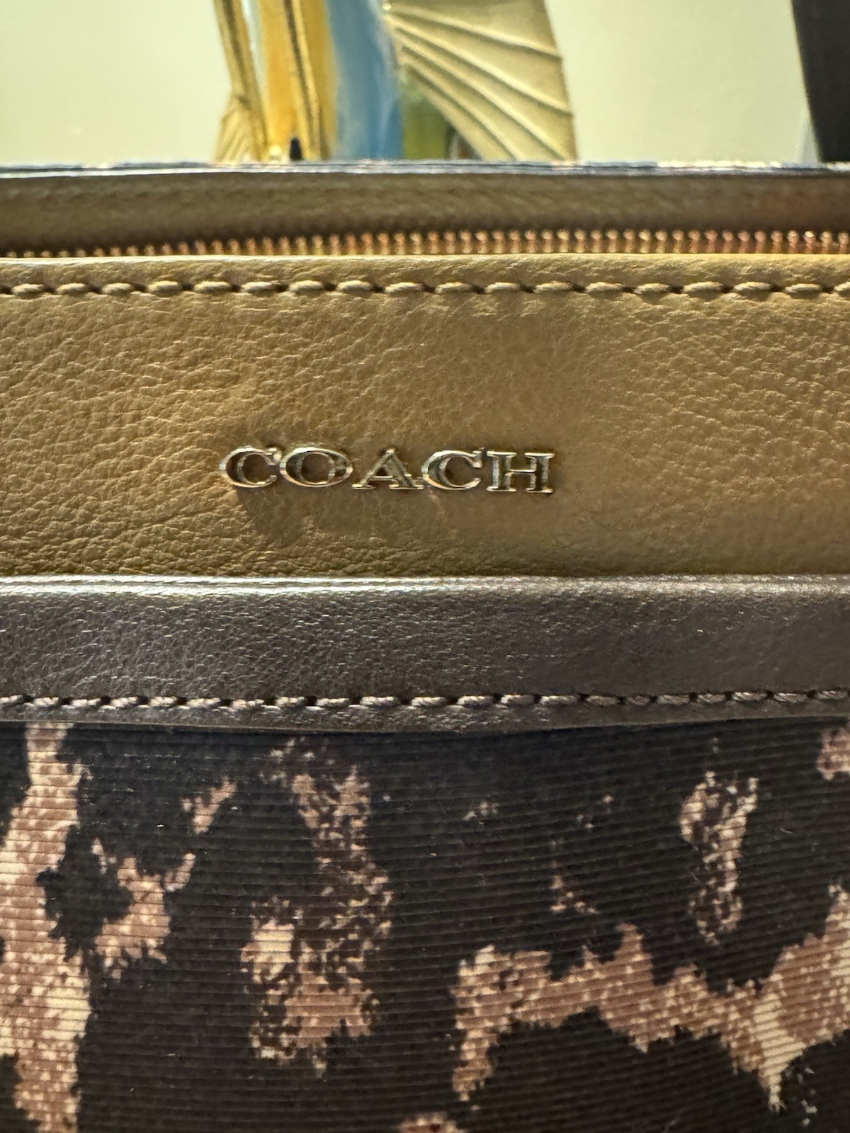 Coach Leopard Print Madison Satchel Top Handle Bag Brown/Black Gold Hardware