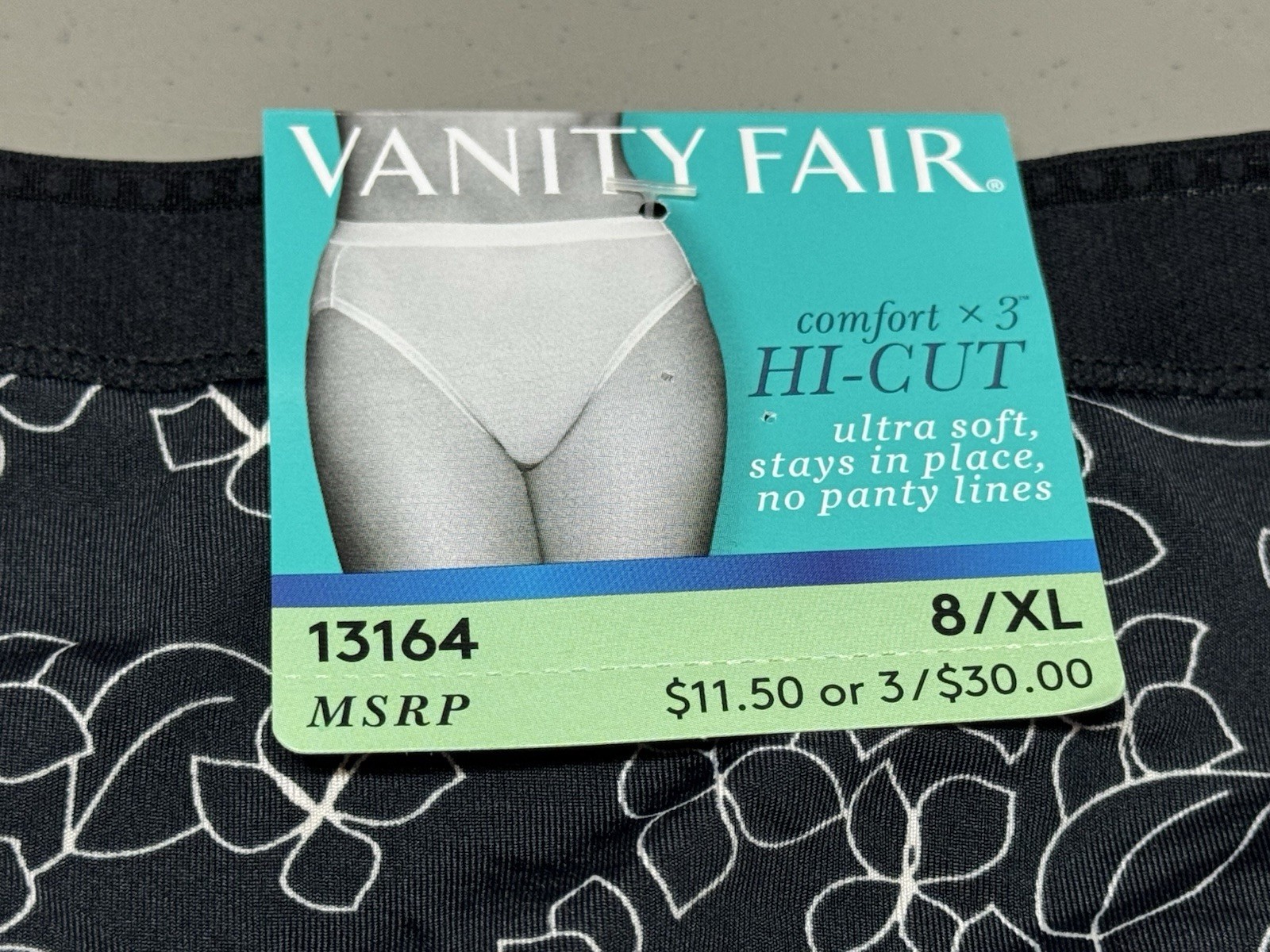 2-Vanity Fair 8/XL Illumination/Comfort Plus Hi Cut Panties #13108 & 13164 Asst