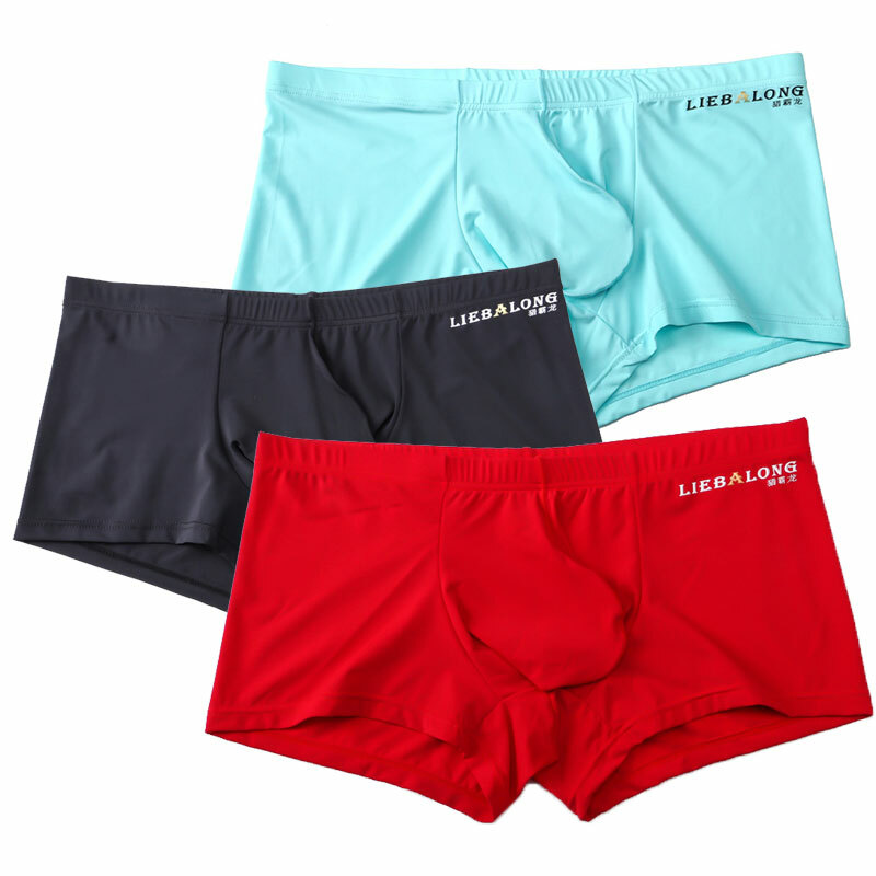 Men’s Underwear Boxer Briefs Ice Silk Shorts Panties Bulge Pouch Underpants 🔥