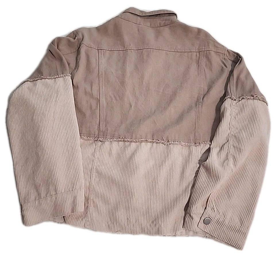 bohme shirt/jacket distressed Fringe Corduroy~ Blush Women’s Sz L WESTERN Cotton