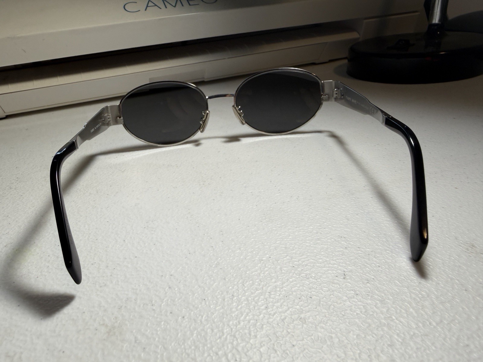 Celine CL40235U 16A Triomphe Metal Sunglasses Silver Frame Grey Lens AUTHENTIC