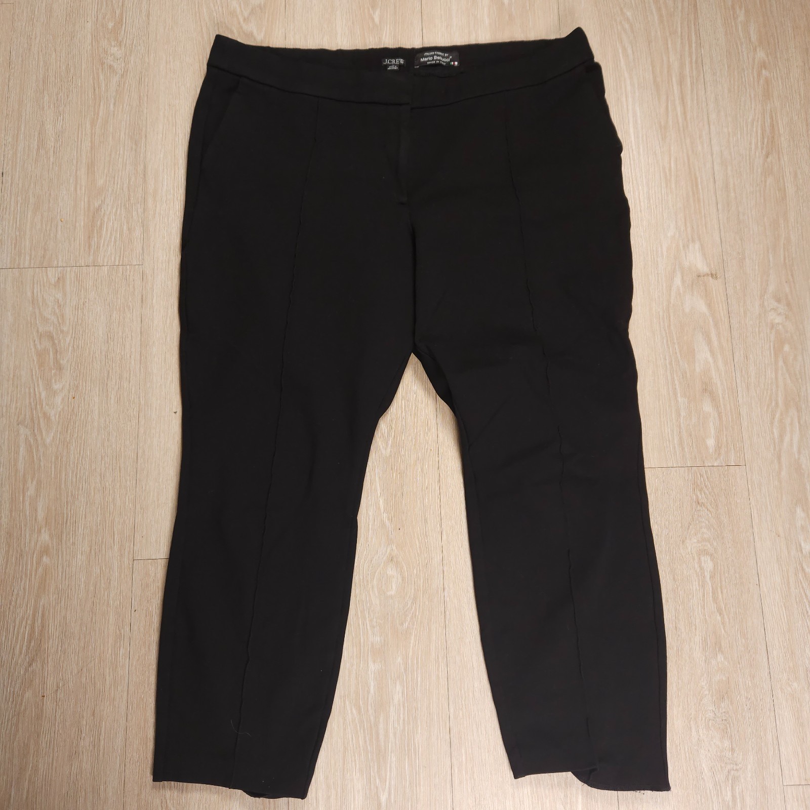 J.CREW Ponte Skinny Trouser Pants Women 18 Black Italian Mario Bellucci Fabric
