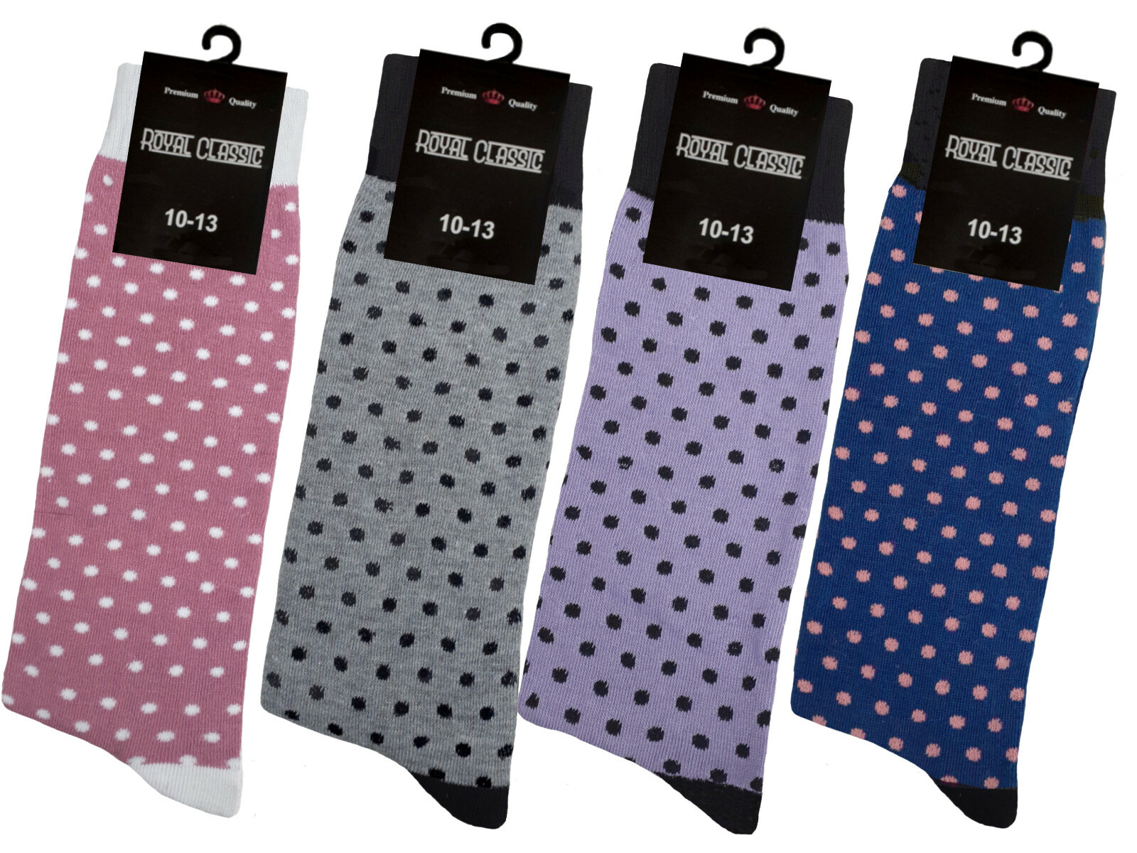 4 PAIR DRESS SOCKS PINK PURPLE NAVY GRAY POLKA DOT COTTON WEDDING SOCKS 10-13