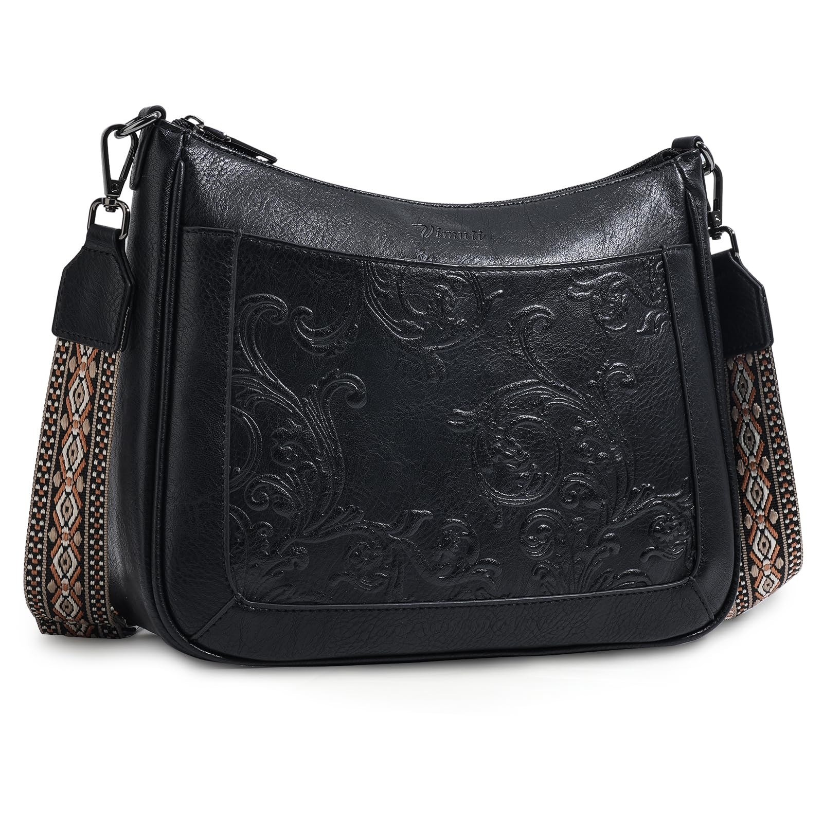 VIMUTI Vegan Leather Crossbody Bag with Adjustable Strap – Floral Design