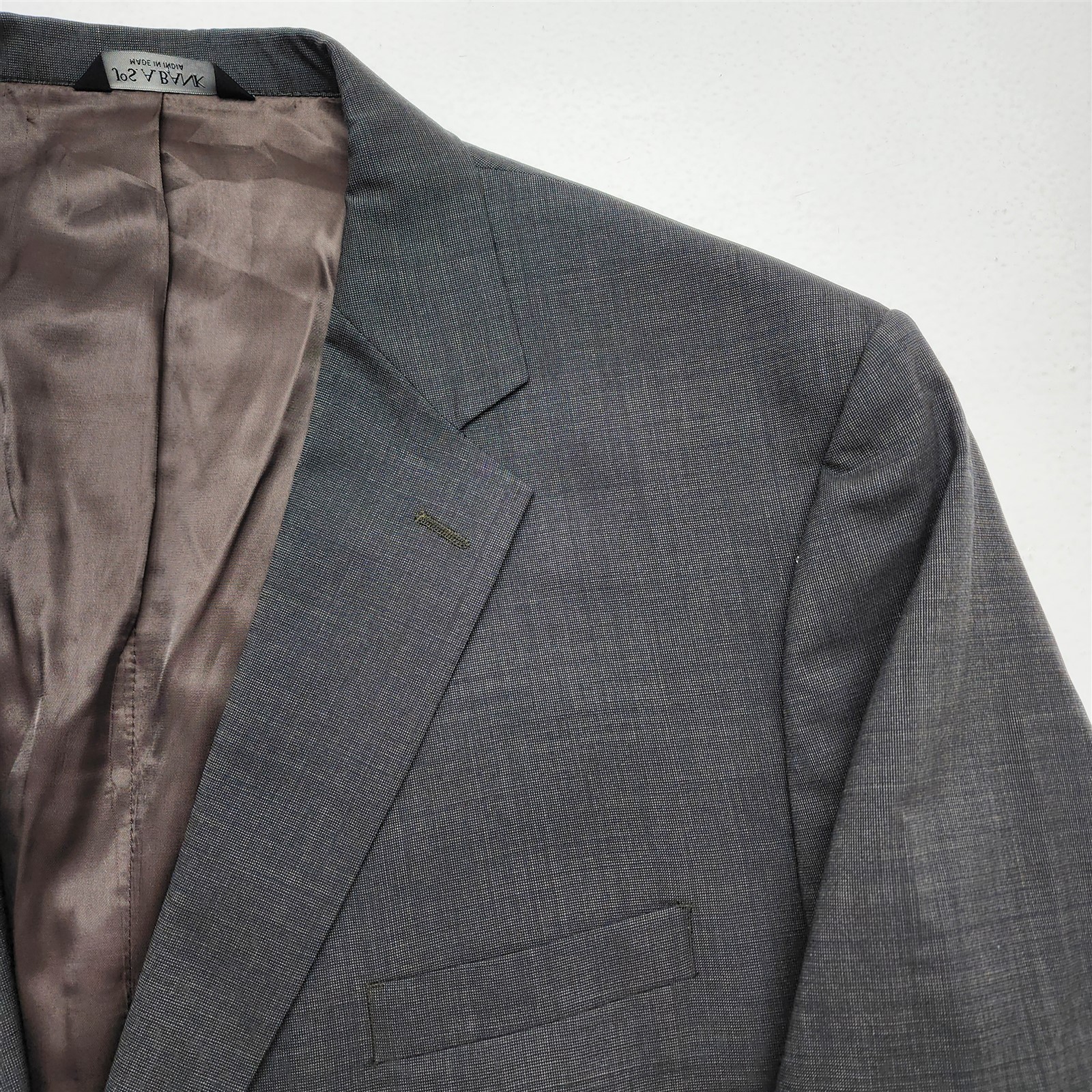 Jos A Bank 56R 50×28 Gray Nailhead 100% Wool 2Btn 2Pc Mens Jacket Pants Suit