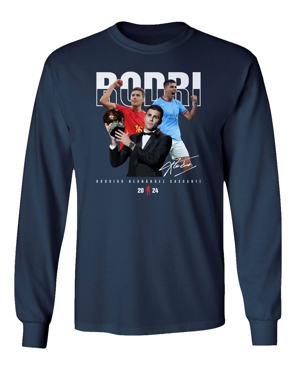 Manchester Star Trophy Tribute Tee – Golden Rodri Long Sleeve Tshirt