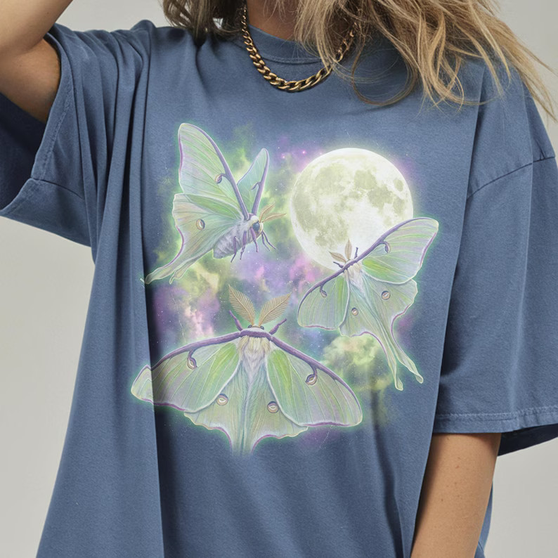 Luna Moth Moon Comfort Tee Insect Bug Nature Butterfly Design