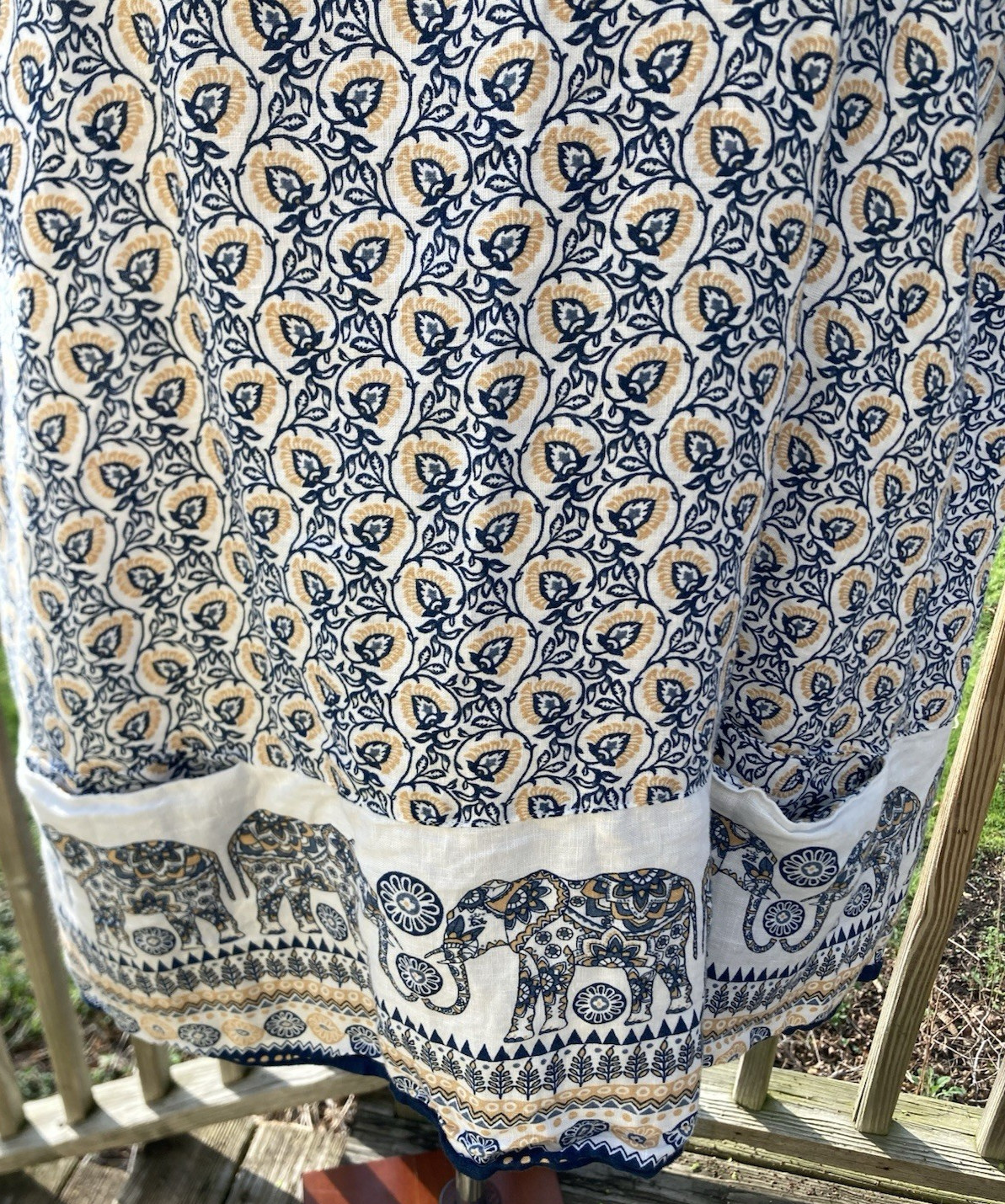 J. Jill Love Linen Elephant Print Sleeveless V-Neck Tunic Top XL PETITE