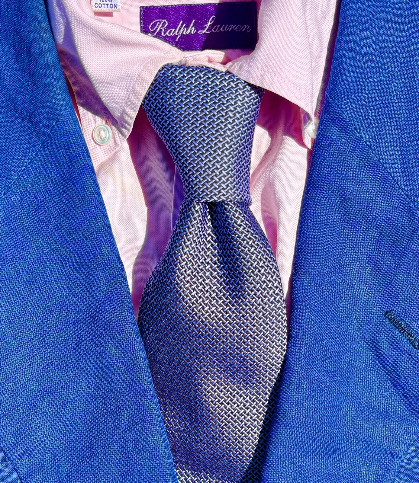 Ralph Lauren Purple Label Woven Violet-Blue Silk Necktie – England – $235.00