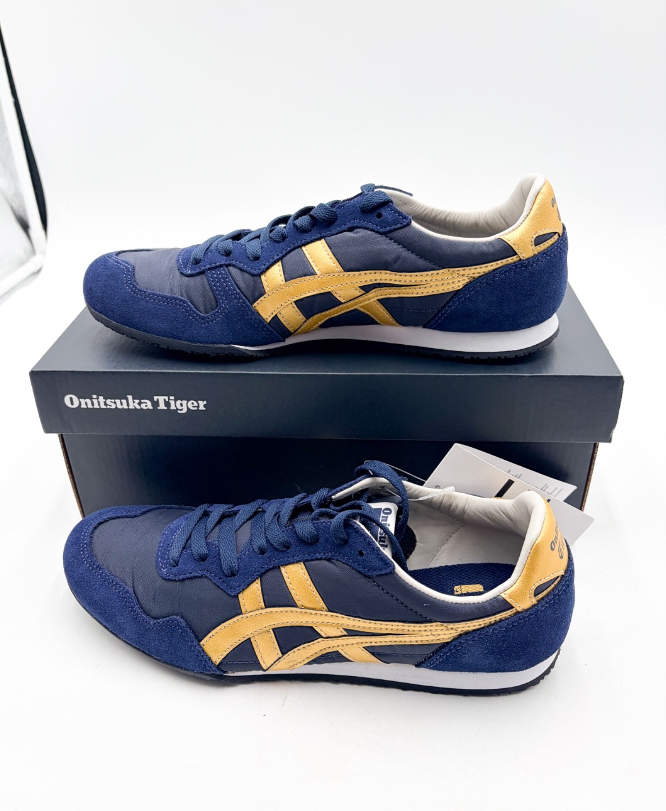 【NEW】Onitsuka Tiger SERRANO Midnight/Pure Gold Daily Sneaker (US 7.5) From US