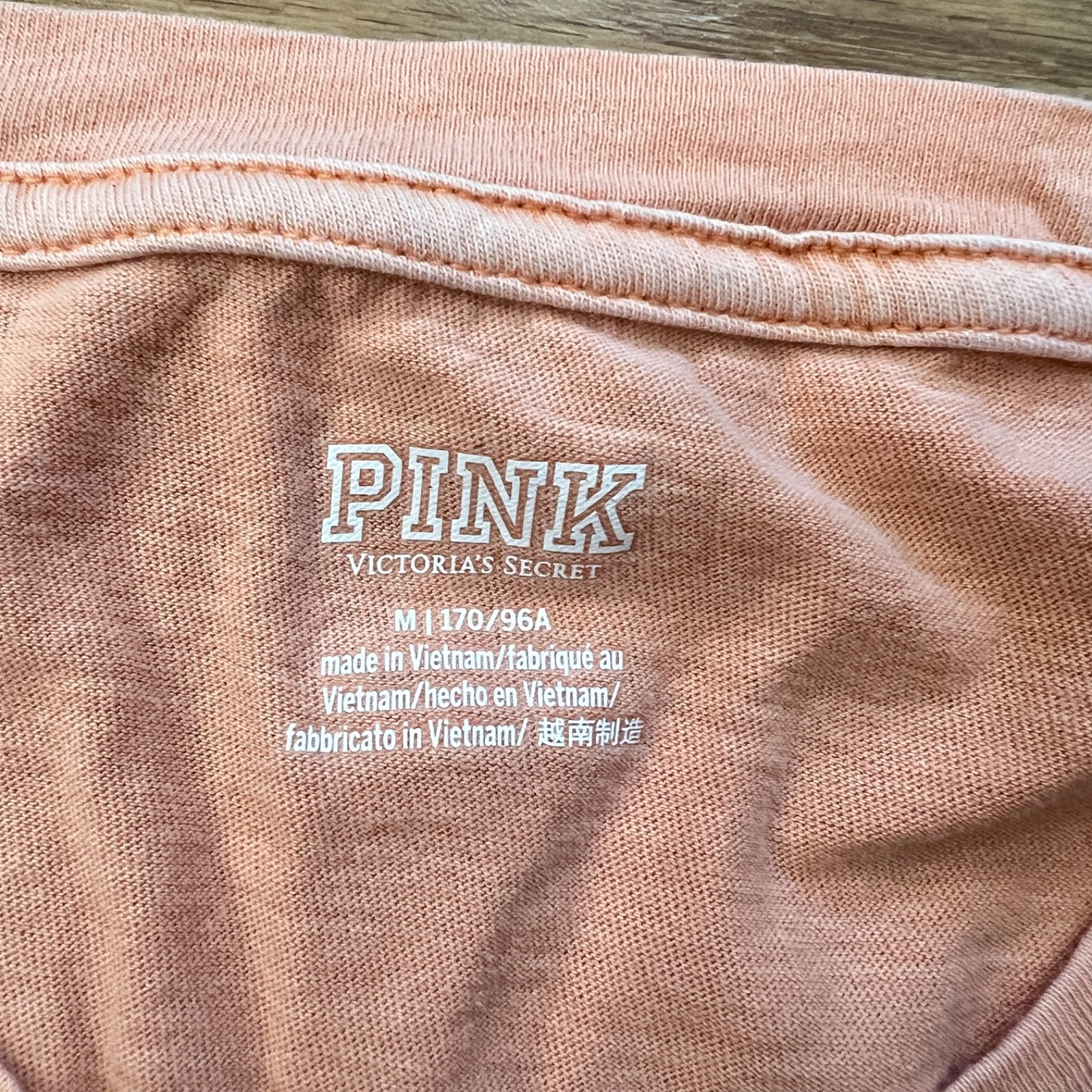 PINK Victoria’s Secret Ruched Long Sleeve Tee Size M Faded Orange
