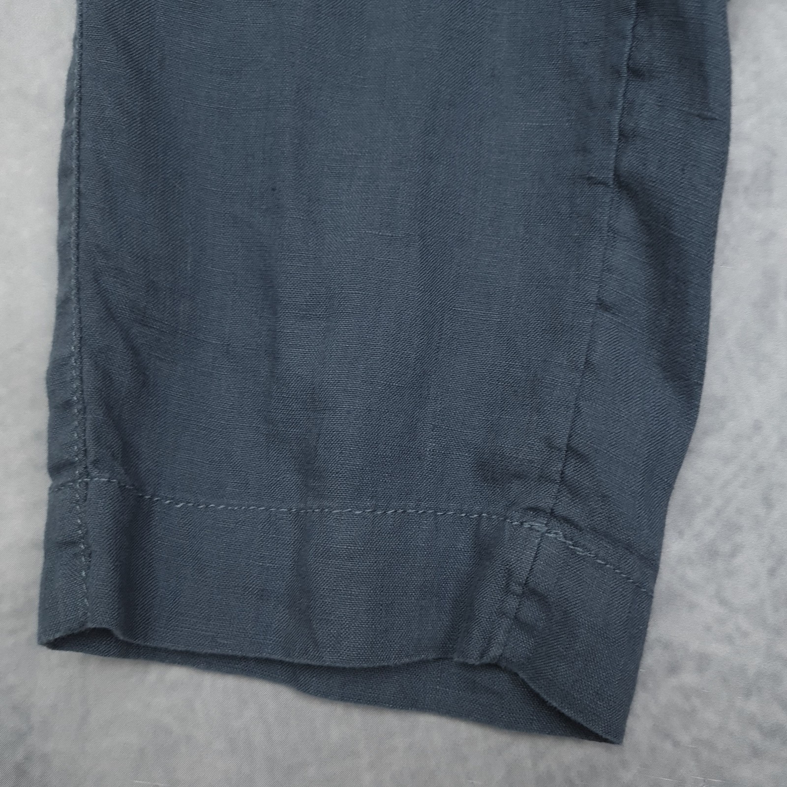 Athleta Pants Womens 2 Blue Linen Cropped Adjustable Waist Tabs Casual Summer