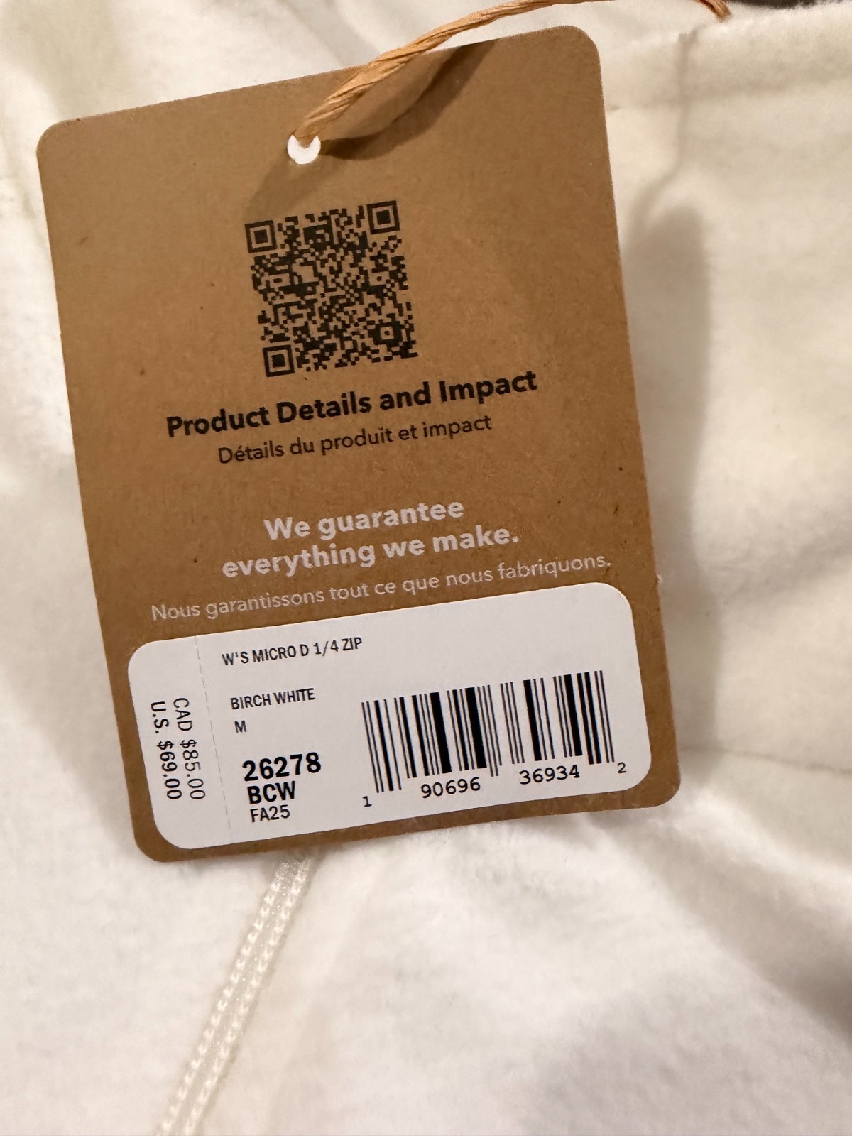 NEW Women’s Large Patagonia Micro D Half Zip Fleece Pullover Birch White, Sizes