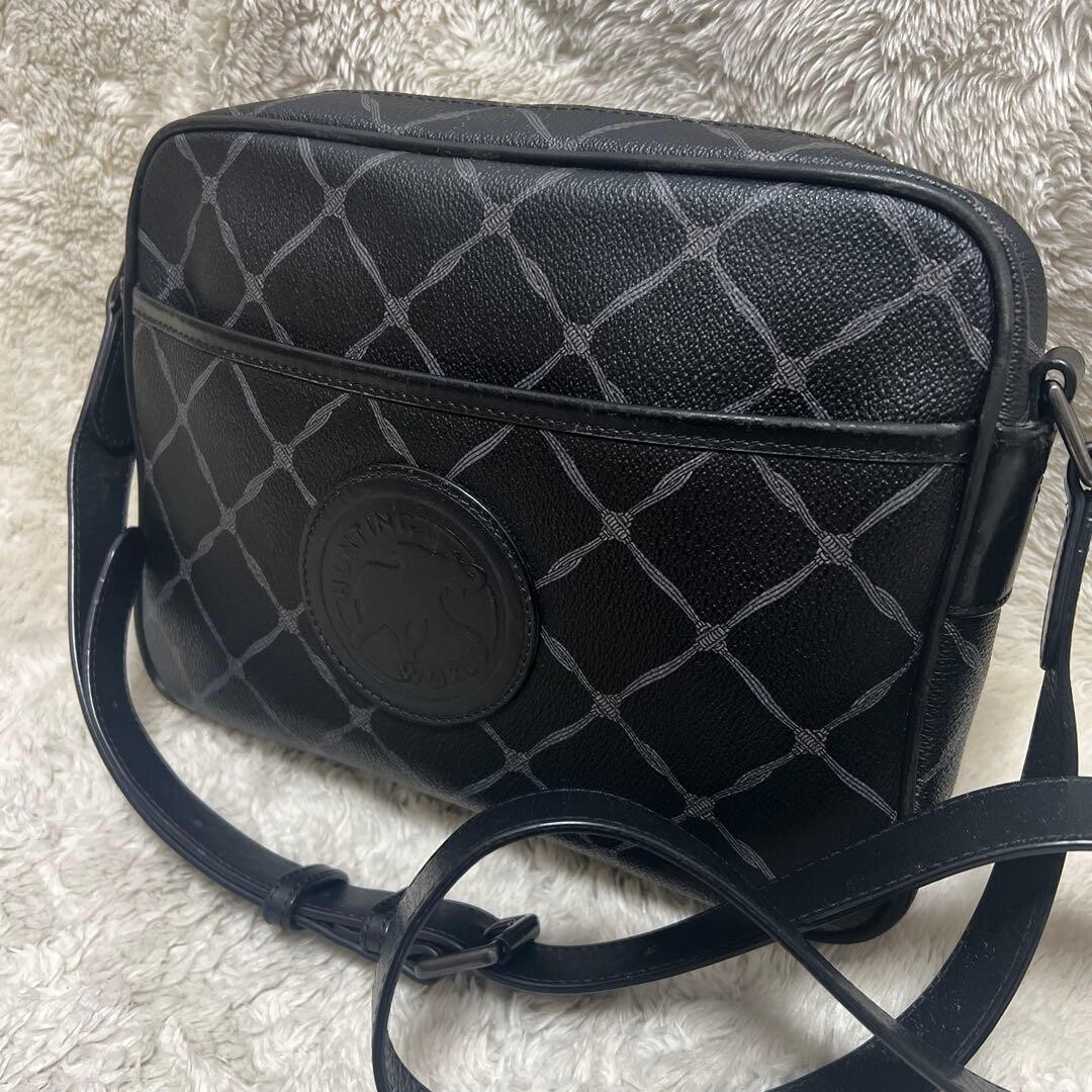 Hunting World Black Leather Crossbody Shoulder Bag Men 10.6in x 7.9in