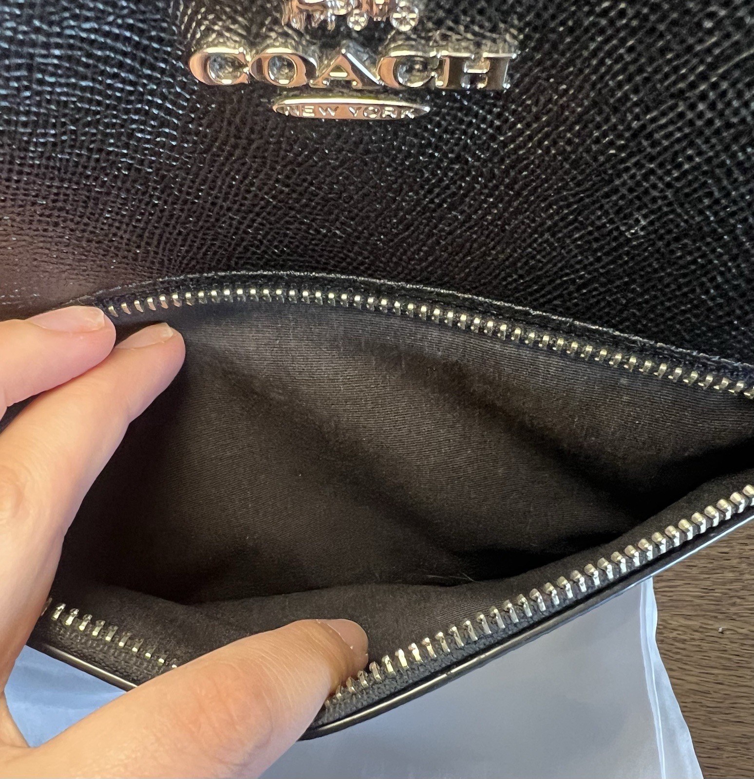 Coach Gallery Tote Bag in Black Cross Grain Leather with Silver Hardware