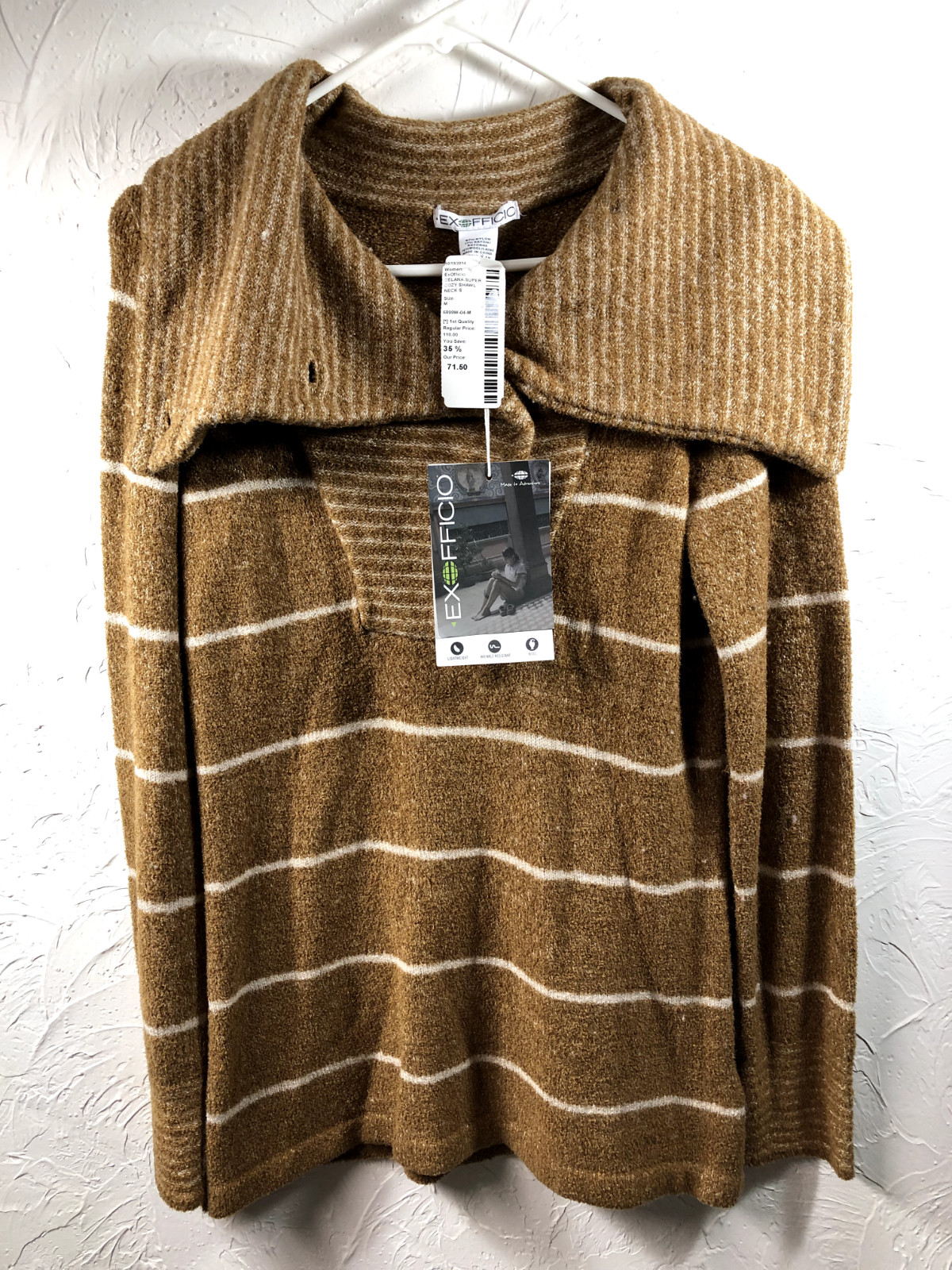 NWT ExOfficio Delana Super Cozy Shawl Women Med Pullover Mock Neck Outdoors