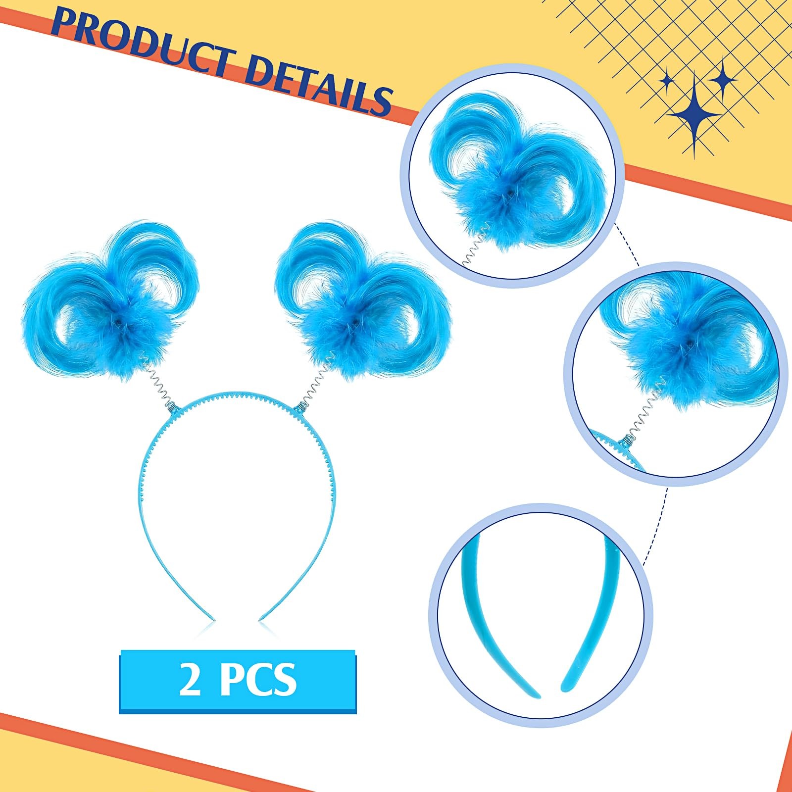 meekoo 2 Pcs Blue Headband 31 x 12 x 1.6 cm/ 12 x 4.7 x 0.6 inches,