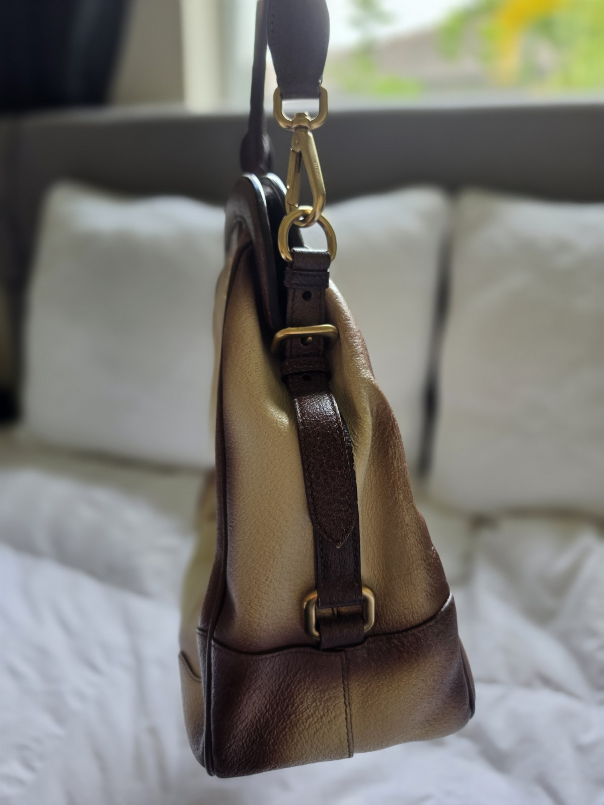 Prada Cinghiale Medium Pleated Frame Satchel Bag