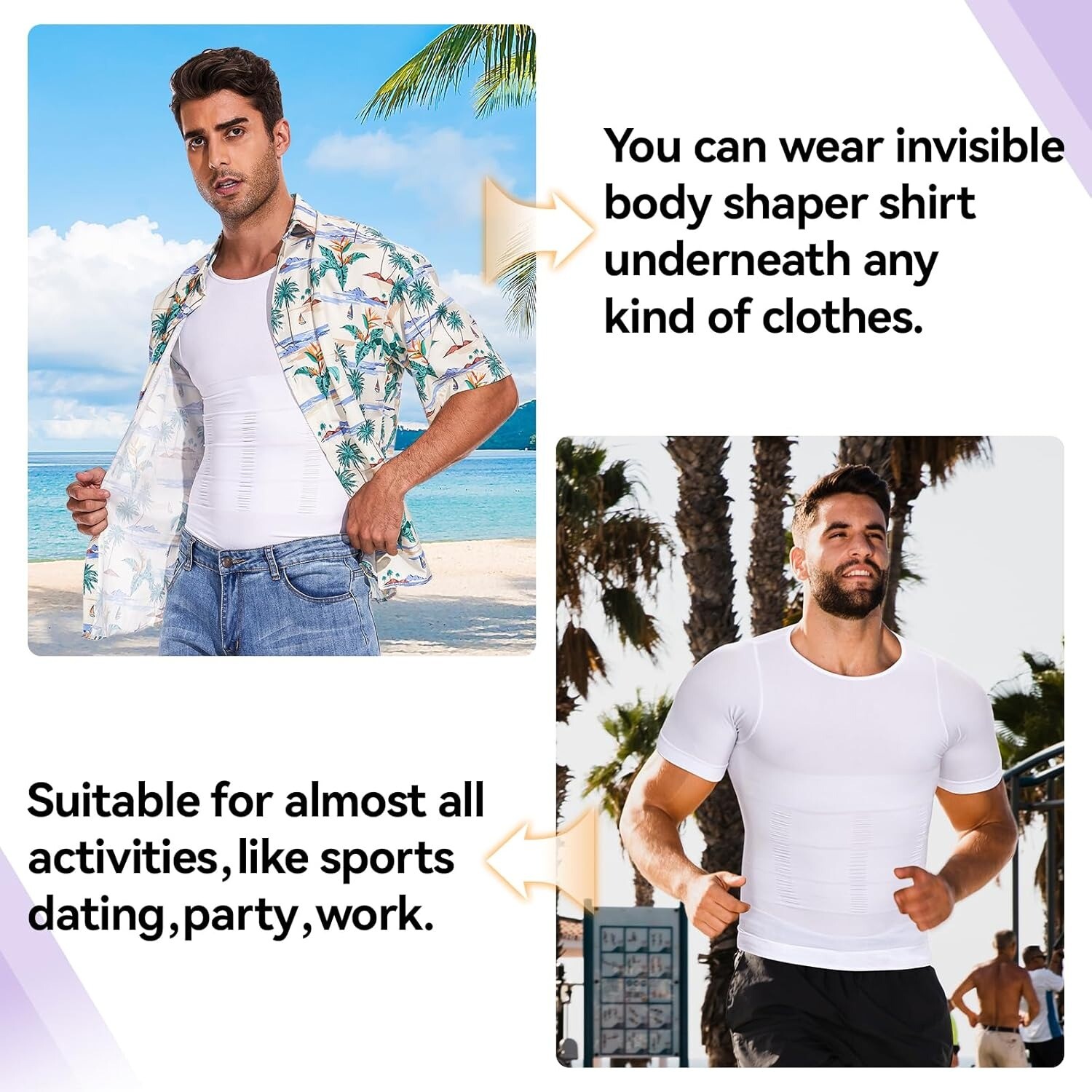 Mens Compression Shirt Body Shaper Slimming Gynecomastia Tummy Control Shapewear