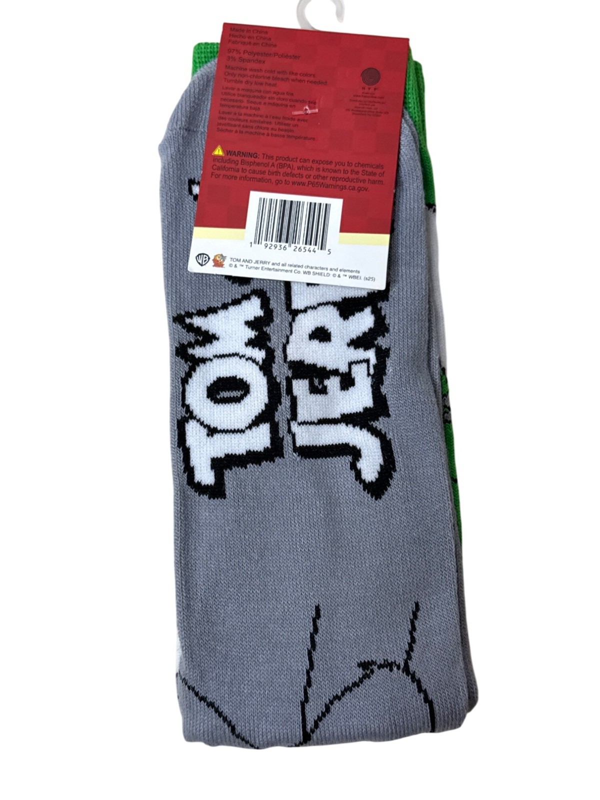 Tom and Jerry Crew Socks Green Cartoon Graphic Men’s One Size NWT