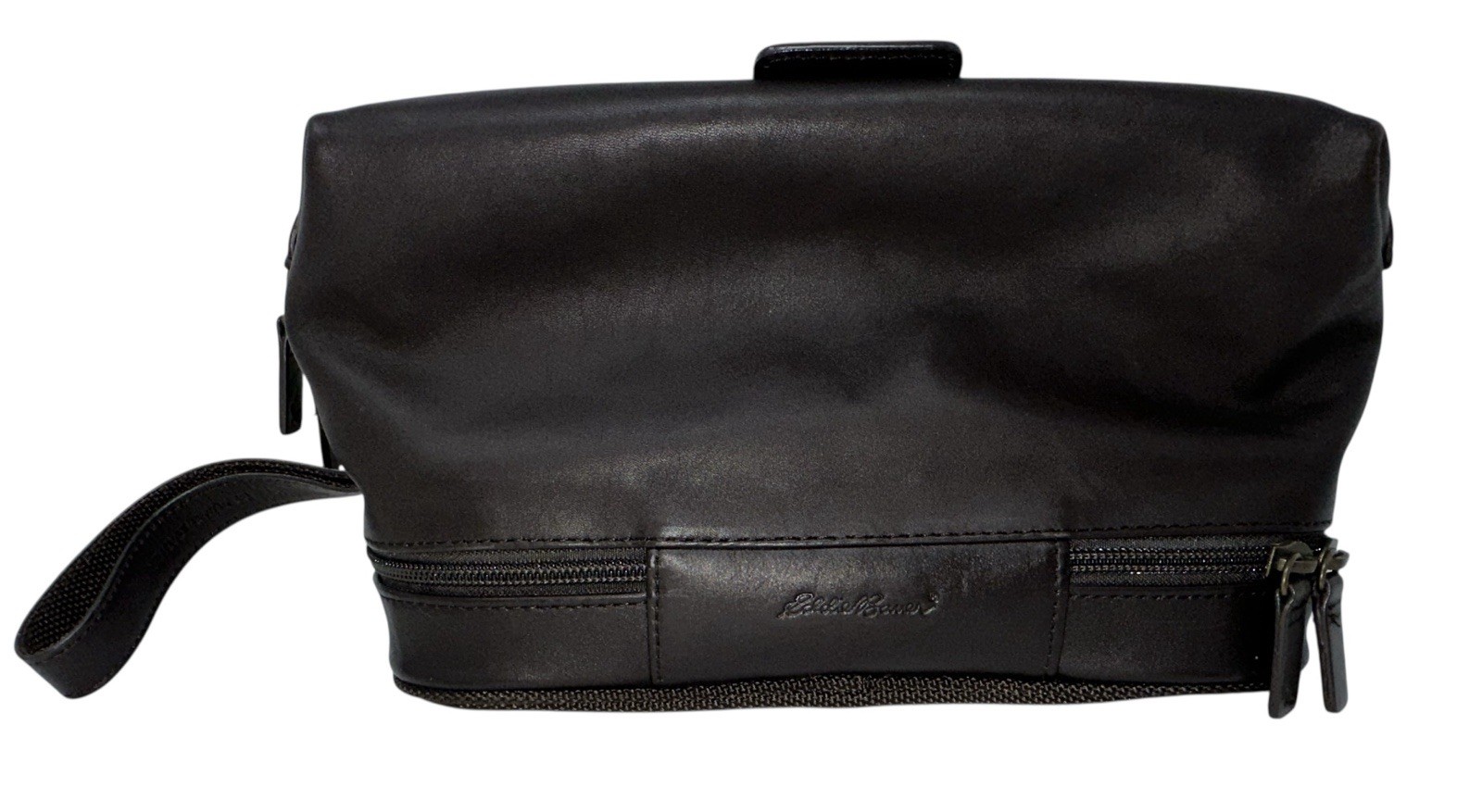 Genuine Leather Dopp & Toiletry Kit DkBrown Hangable NEW Eddie Bauer