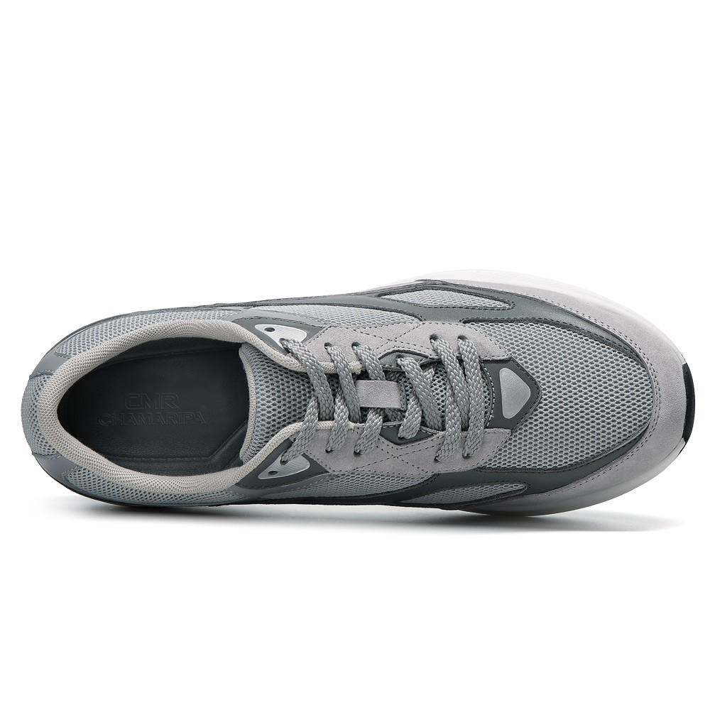 CHAMARIPA 8CM/3.15″ elevator shoes men height increase shoes casual gray sneaker