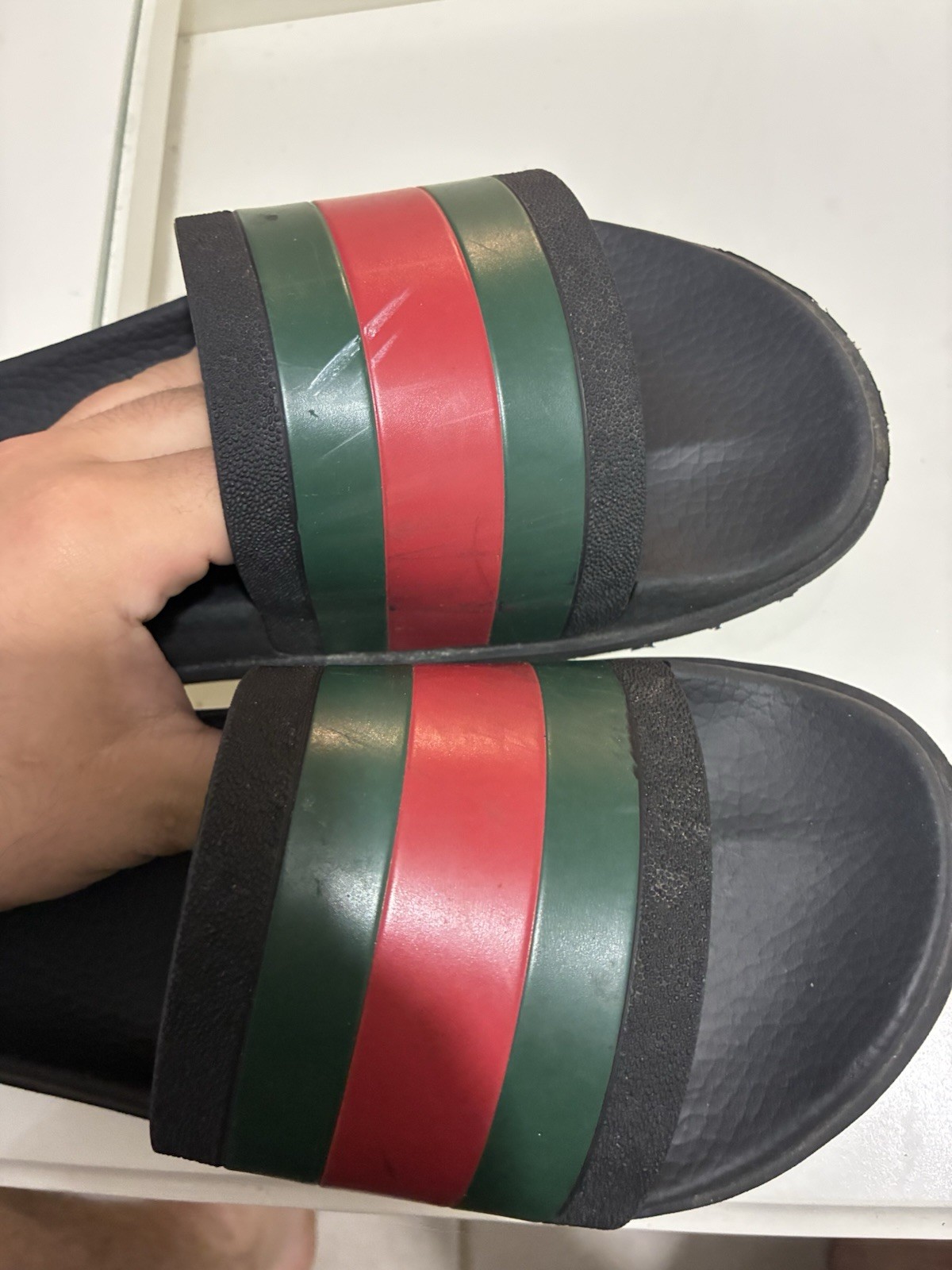 GUCCI Rubber Web Design Slide Sandals Men’s US 11