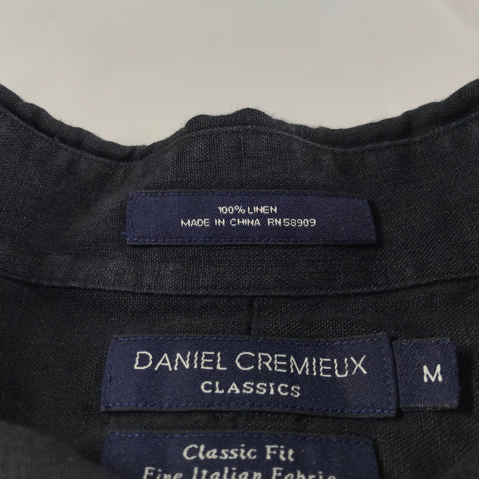 Daniel Cremieux Classics Mens Black 100% Linen Short Sleeve Button Down Shirt M