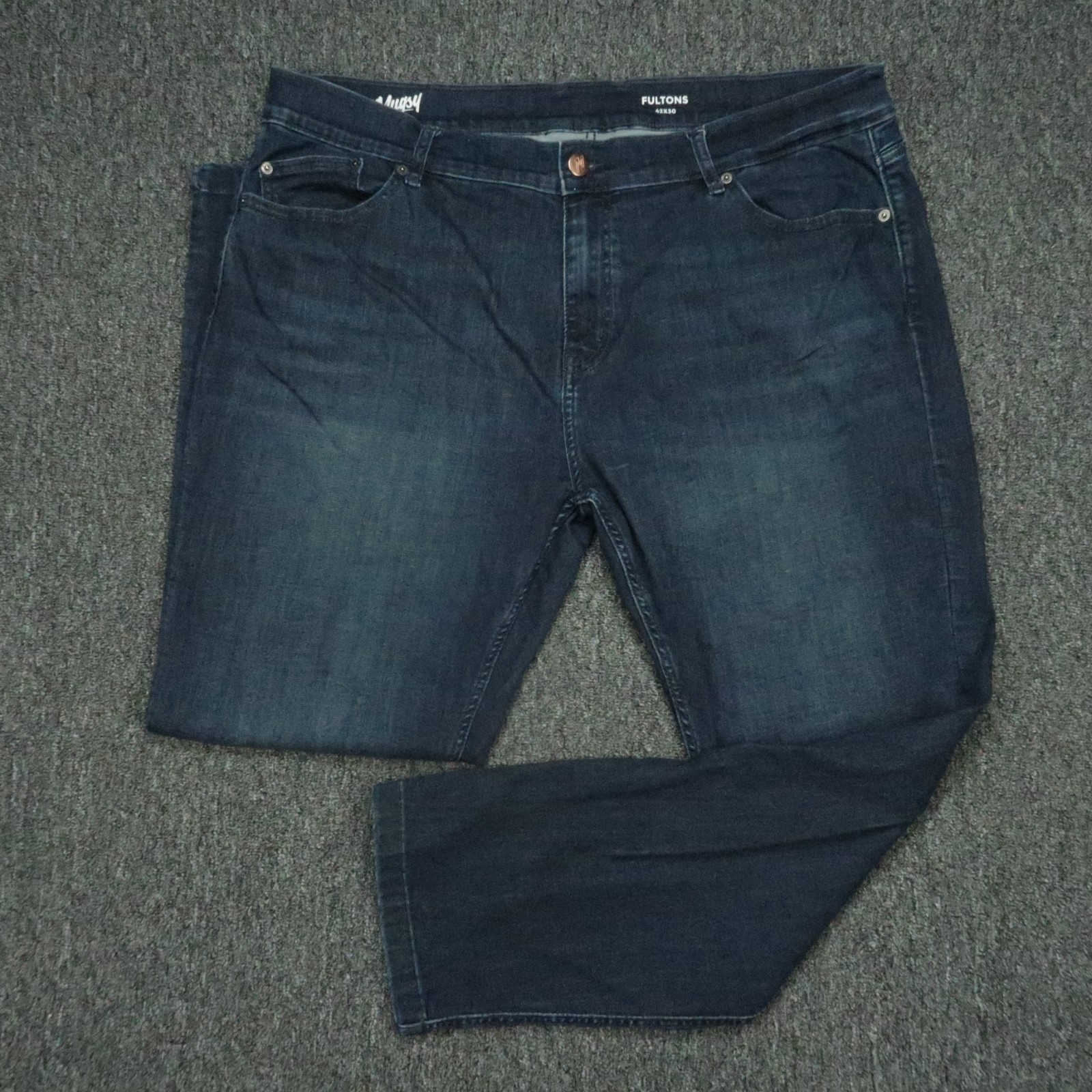 Mugsy Jeans Mens 42×30 Blue Fultons 5 Pocket Straight Stretch